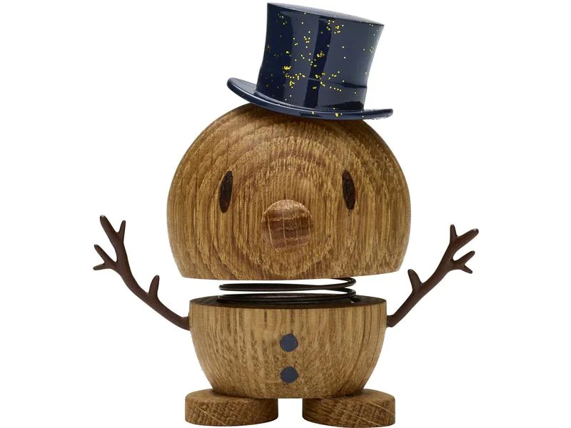 Hoptimist Aufsteller Bumble Schneemann Oak S 7.8 cm, Braun/Schwarz
