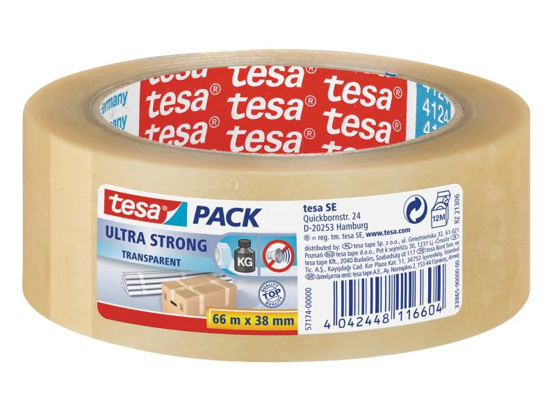 tesa Klebeband ultrastrong 38 mm x 66 m, 1 Rolle Transparent