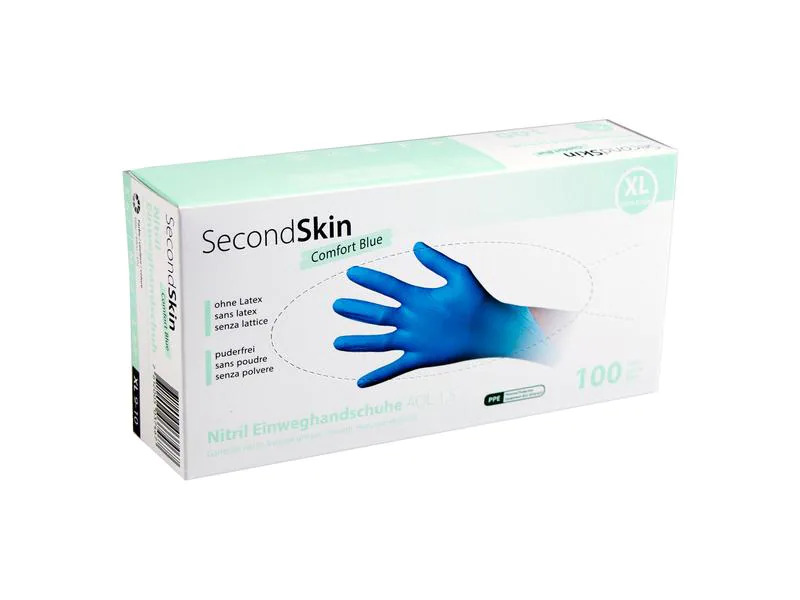 SecondSkin Einweghandschuh Nitrili Comfort XL, Blau, 90 Paar