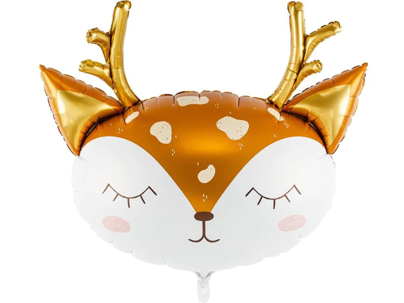 Partydeco Folienballon Hirsch Braun/Gold/Weiss