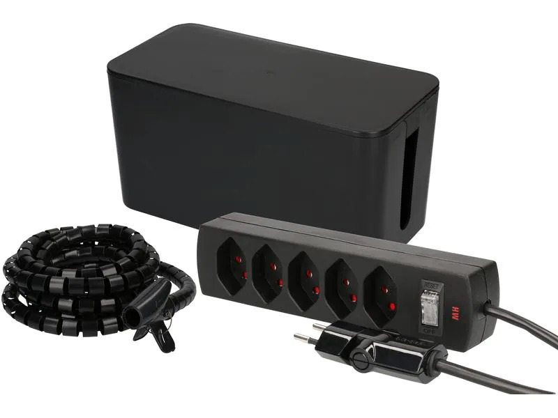 Max Hauri Kabelbox mit Steckerleiste 5x T13 Schwarz