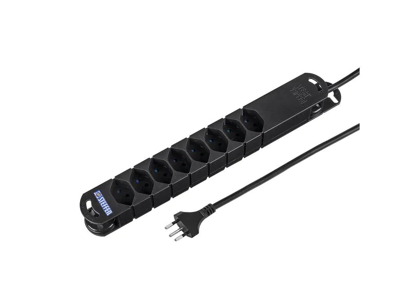 STEFFEN Steckdosenleiste Variabl 8x T13, 3 m, Schwarz