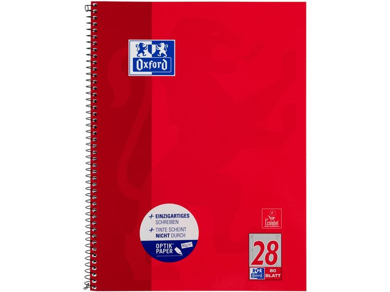 Oxford Schulheft Collegeblock A4+, kariert, Rot