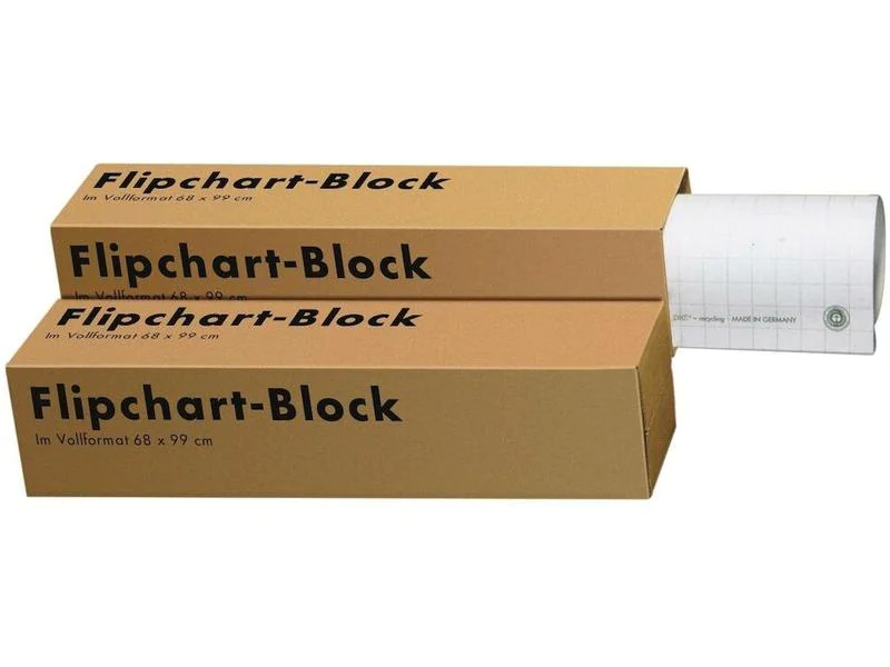 Landré Flipchart Block 65 x 98 cm, kariert, Weiss, 5 Stück