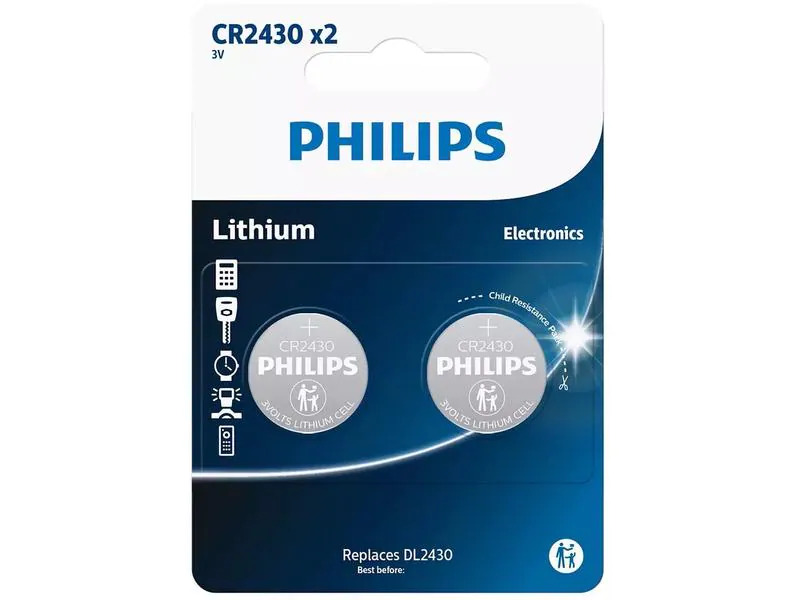 Philips Knopfzelle Lithium CR2430 2 Stück