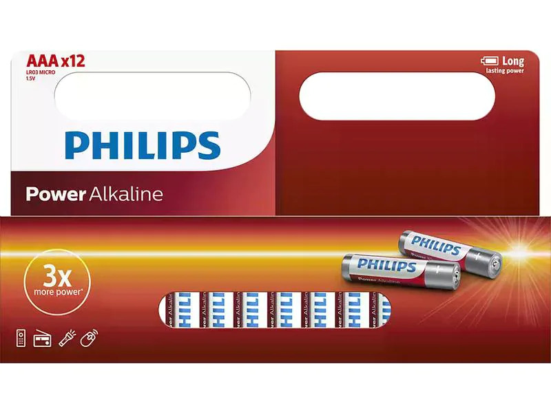 Philips Batterie Power Alkaline AAA 12 Stück
