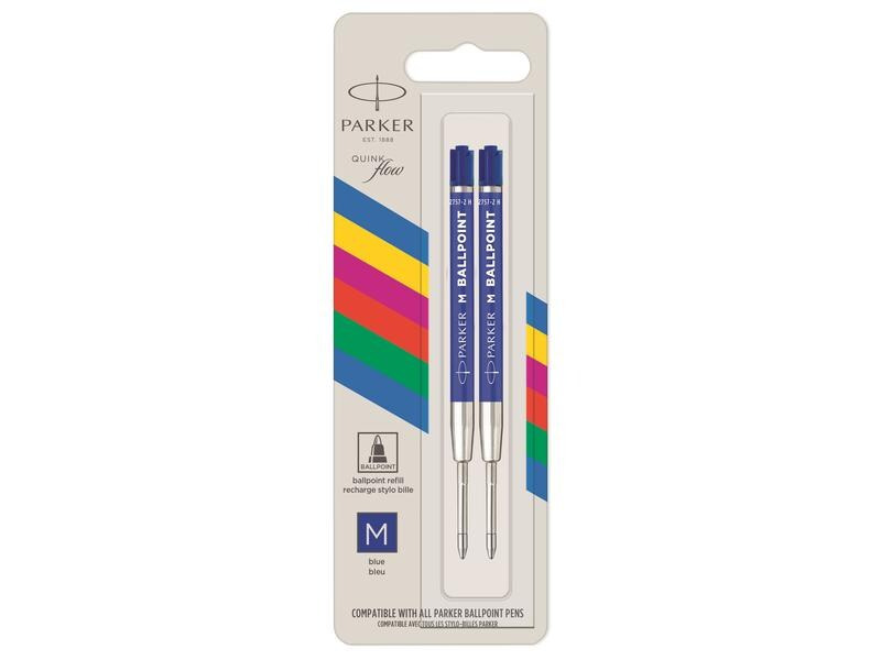 Parker Schreibmine Quinkflow Medium (M), Blau, 2 Stück
