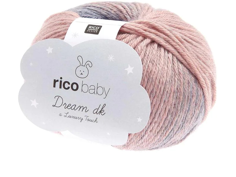 Rico Design Wolle Baby Dream dk 50 g, Blaugrau; Rosa