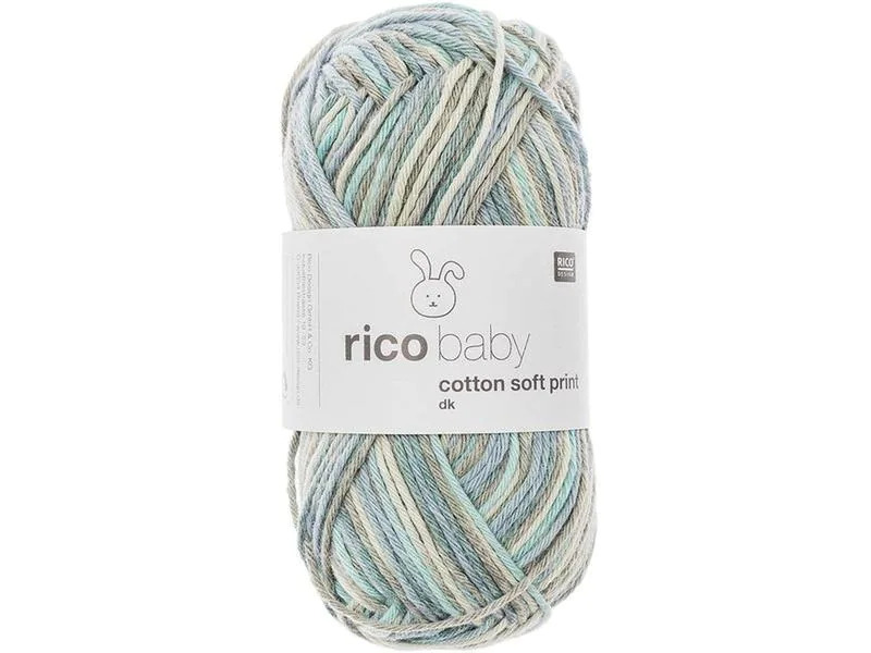 Rico Design Wolle Baby Cotton Soft Print 50 g, Grau; Türkis