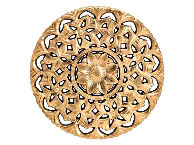 G. Wurm Wanddekoration Blumendekor Ø 40 cm, Holz, Gold