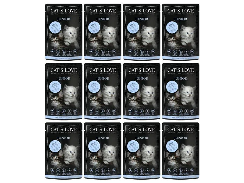 Cat's Love Nassfutter Junior Kalb, 12 x 85 g