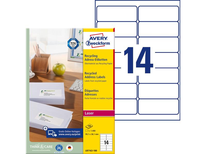 Avery Zweckform Adressetiketten 99.1 x 38.1 mm, 100 Blatt