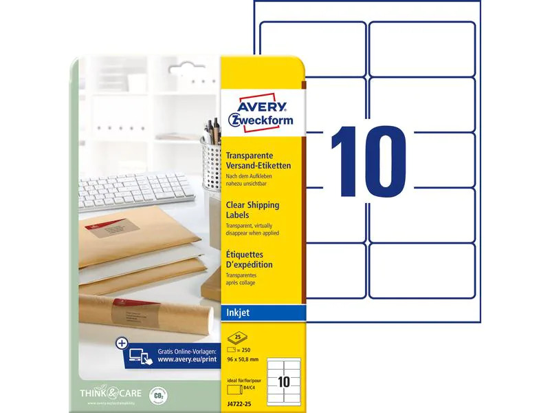 Avery Zweckform Adressetiketten 96 x 50.8 mm, 25 Blatt