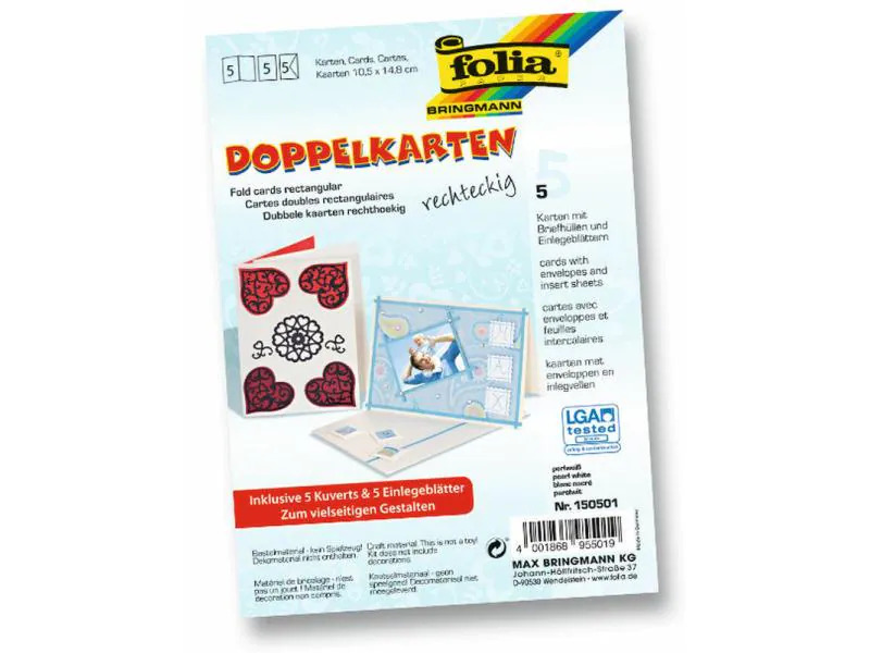 Folia Blankokarte 220 g/m² rechteckig Perlweiss