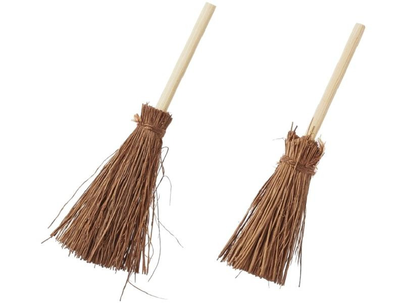 HobbyFun Mini-Utensilien Besen 7 cm, 2 Stück, Braun