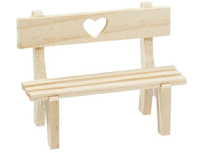 HobbyFun Mini-Utensilien Holzbank mit Herz, Natur
