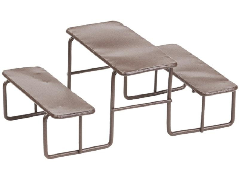 HobbyFun Mini-Möbel Biertisch Set 11 cm, Braun