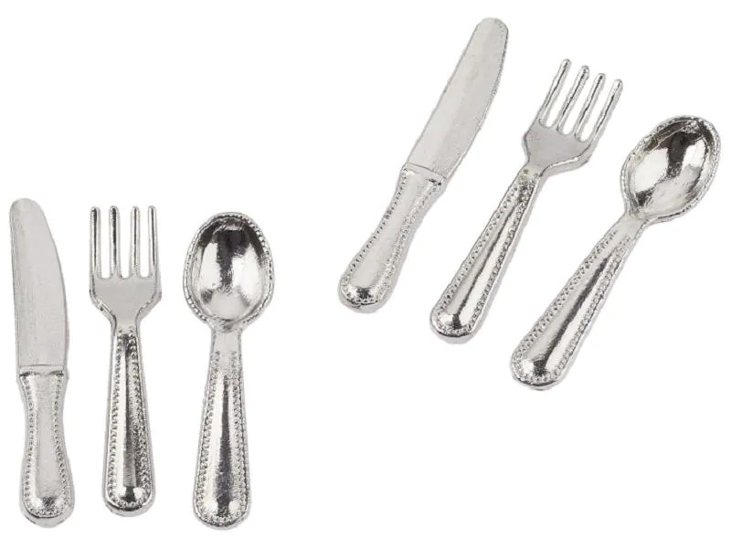 HobbyFun Mini-Utensilien Besteck 12-teilig Silber