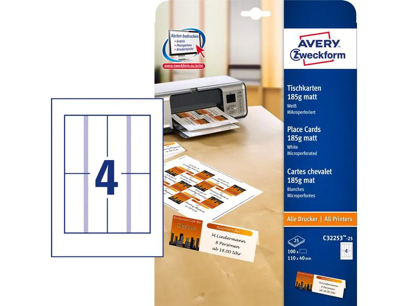 Avery Zweckform Tischkarte 110 x 40 mm, 100 Stück
