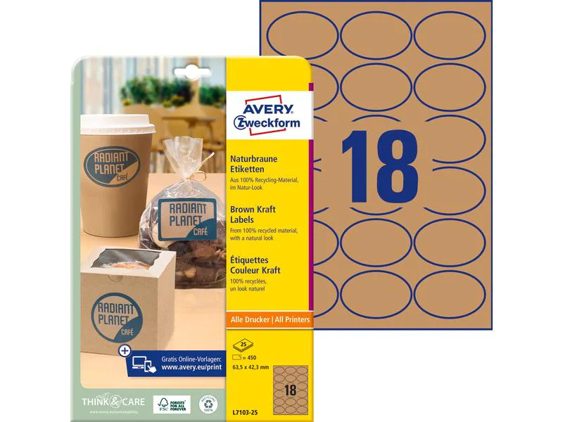 Avery Zweckform Universal-Etiketten 63,5 x 42,3 mm, 25 Blatt