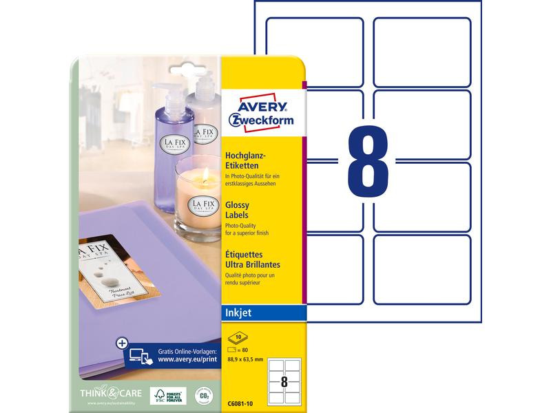 Avery Zweckform Vielzweck-Etiketten 88.9 x 63.5 mm, 10 Blatt