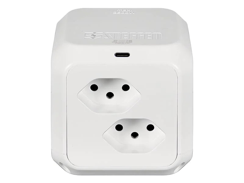 STEFFEN Steckdosenwürfel CUBE 8x T13 + 1x USB-C PD 18 W, Weiss