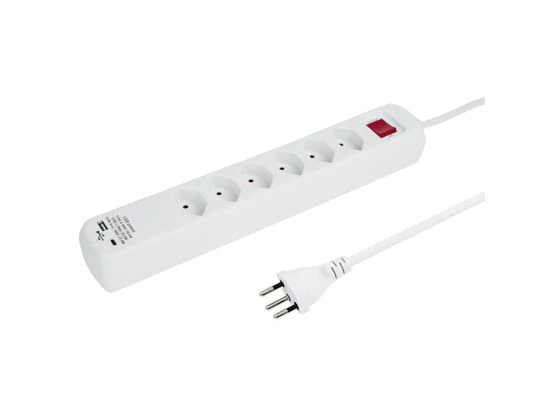 STEFFEN Steckdosenleiste POWER EASY 6x T13, 1x USB-A/USB-C PD, Weiss