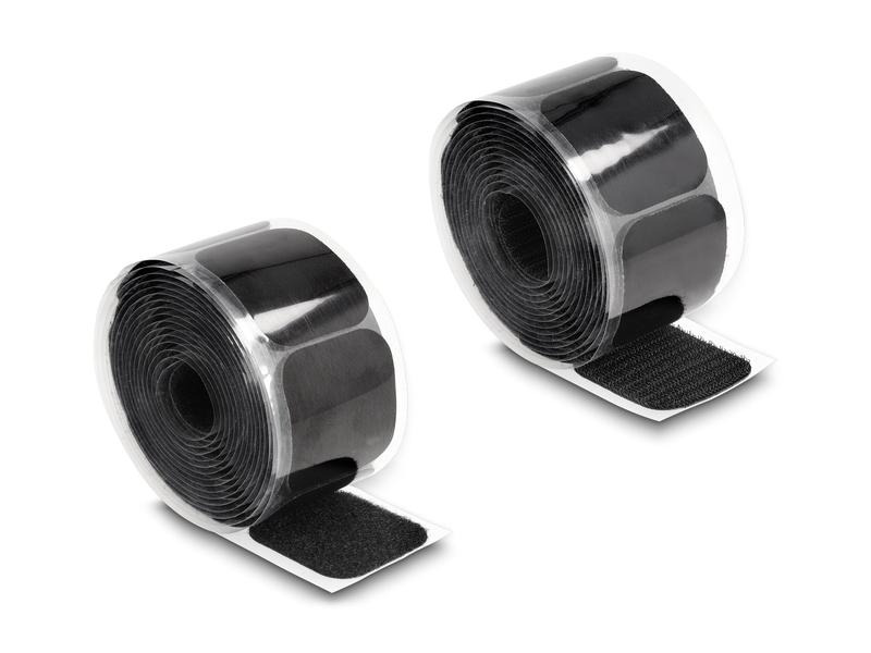 Delock Klettpad auf Rolle selbstklebend Schwarz, 3 m