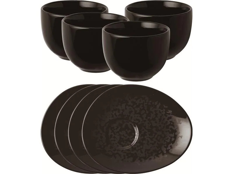 Arthur Krupp Espresso Becher Eclipse Night 100 ml, 4 Stück, Schwarz