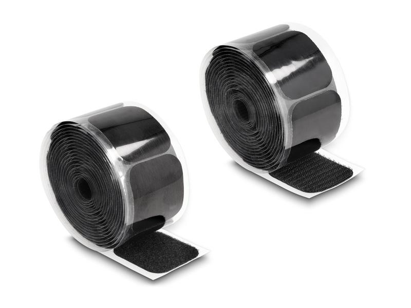 Delock Klettpad auf Rolle selbstklebend Schwarz, 5 m