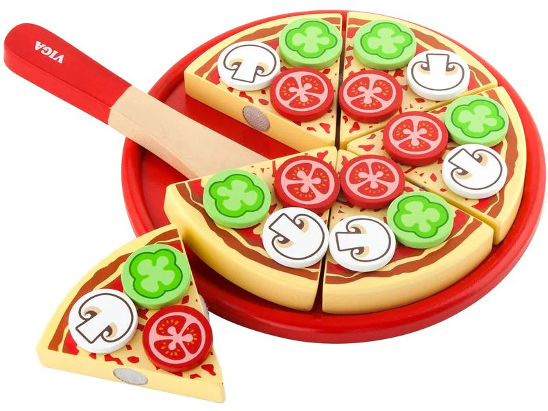 Viga Spiel-Lebensmittel Spielpizza aus Holz