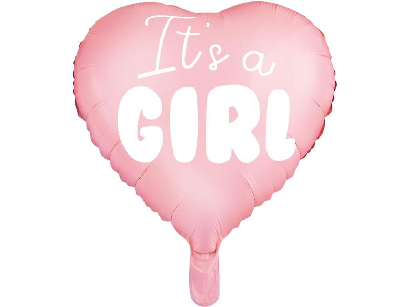 Partydeco Folienballon Its a girl Rosa/Weiss, Herzförmig