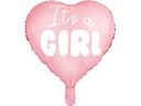 Partydeco Folienballon Its a girl Rosa/Weiss, Herzförmig