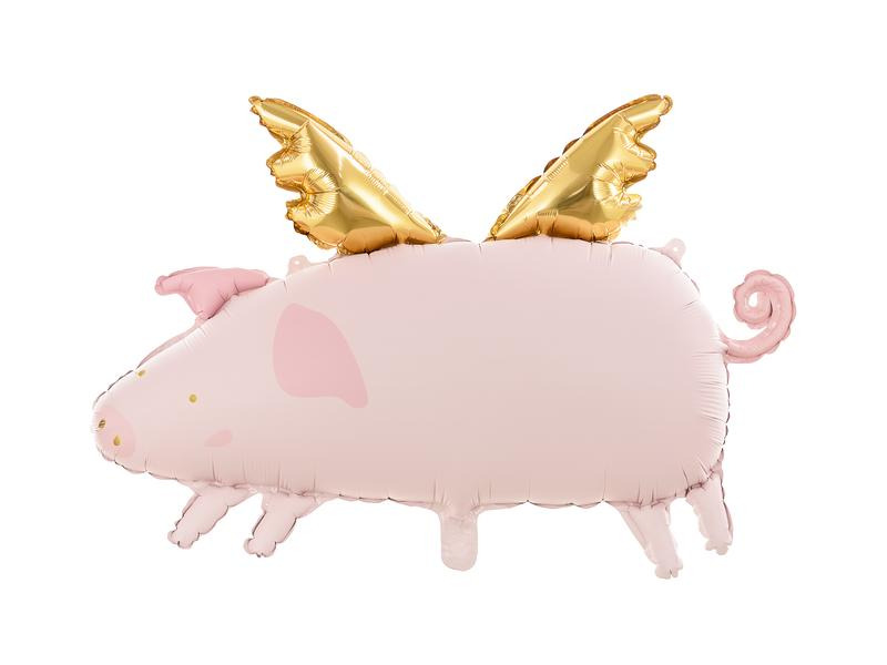 Partydeco Folienballon Schwein 72 x 46 cm, Rosa