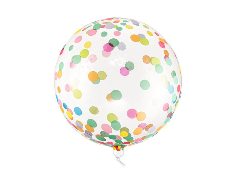 Partydeco Folienballon Mehrfarbig/Transparent, mit farbigen Konfettis