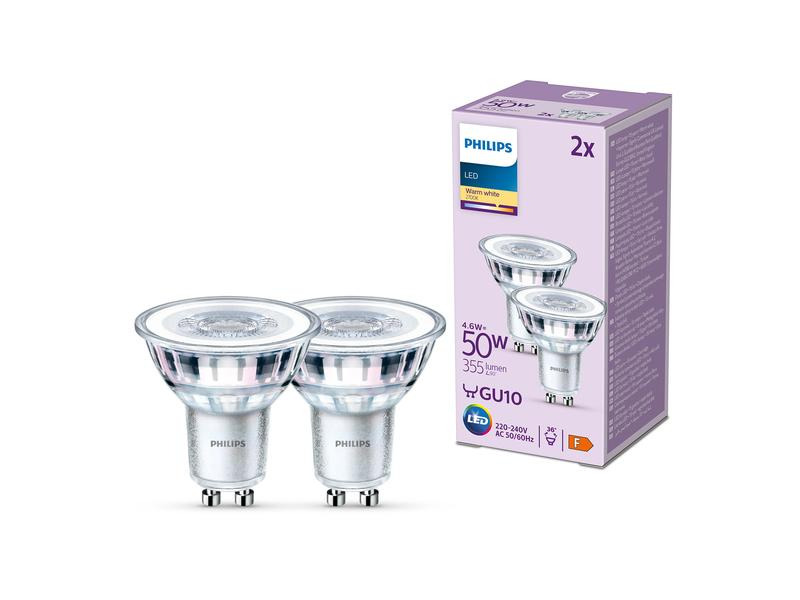 Philips Lampe LEDClassic 50W GU10 WW 36D ND 2CT/8 EC Warmweiss