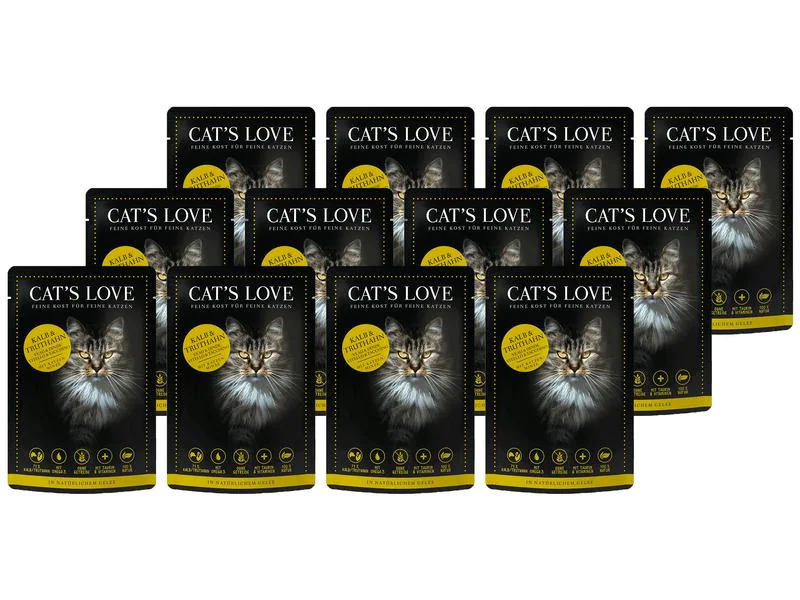 Cat's Love Nassfutter Adult Kalb &amp; Truthahn, 12 x 85 g