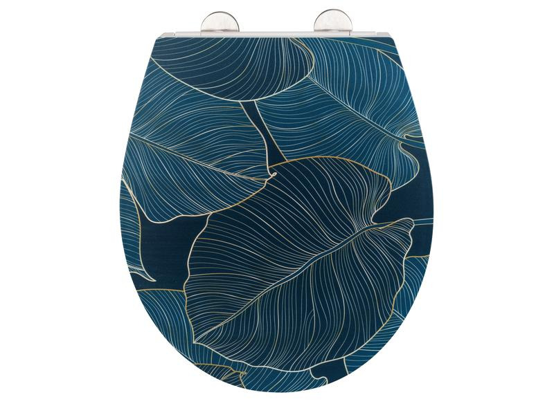 Wenko Toilettensitz Big Leaves Absenkautomatik, Blau/Grün