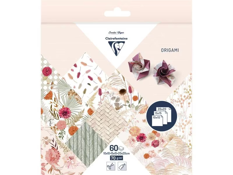 Clairefontaine Faltblätter Origami Trockenblumen 70 g/m², 60 Blatt
