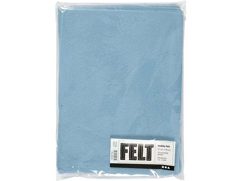 Creativ Company Bastelfilz 1.5 - 2 mm, A4, 10 Blatt, Hellblau