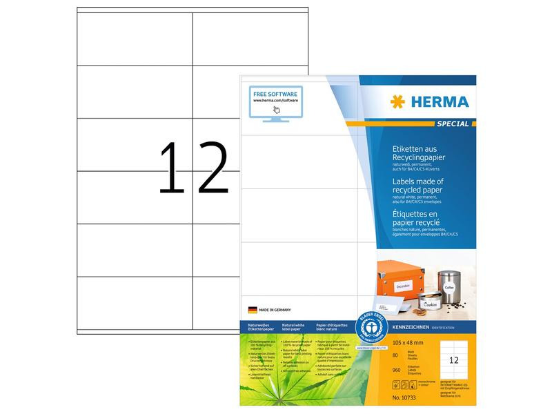 HERMA Universal-Etiketten 105 x 48 mm, 80 Blatt