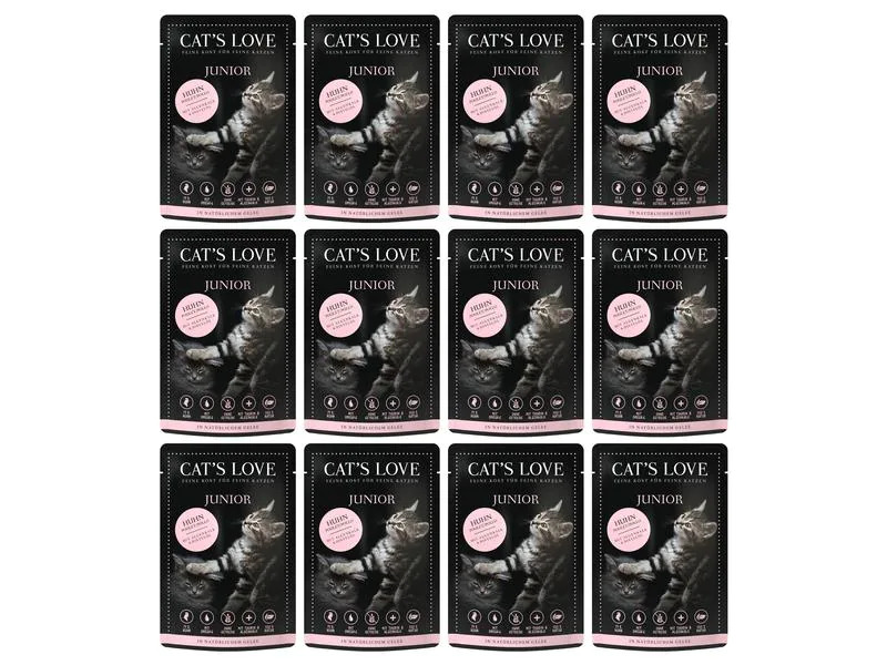 Cat's Love Nassfutter Junior Huhn, 12 x 85 g