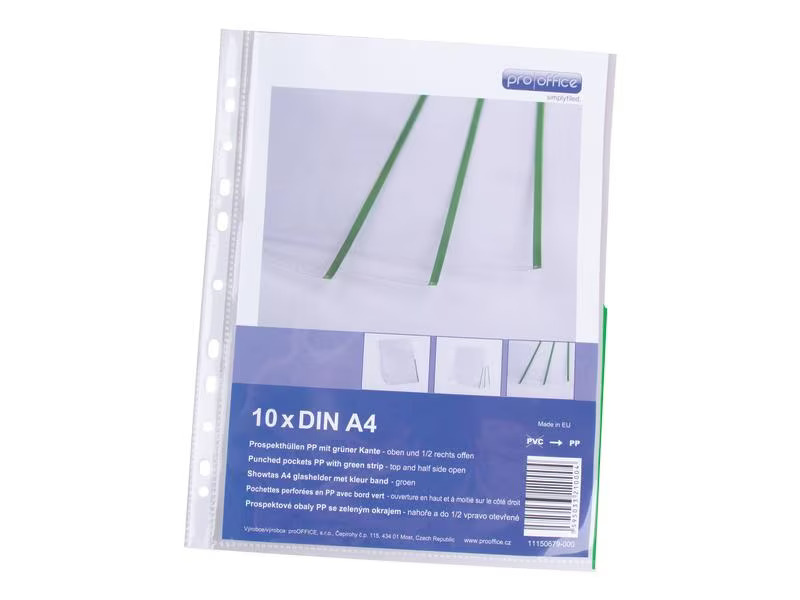 ProOffice Zeigetasche A4, Grün/Transparent, 10 Stück