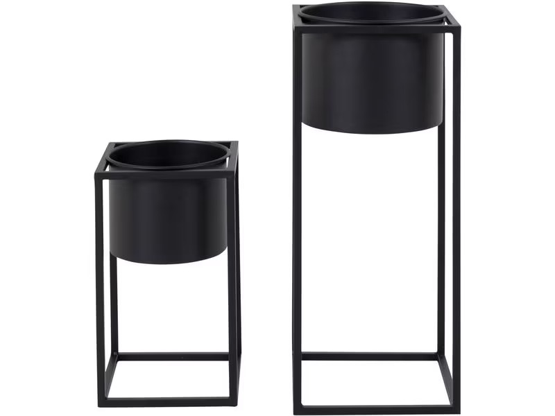 House Nordic Blumentopf Marla 2 Stück, Schwarz