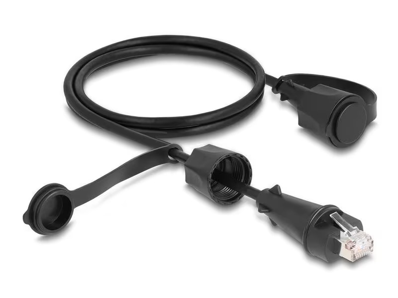 Delock Patchkabel mit Verschlusskappe Cat 6, STP, 1 m, Schwarz