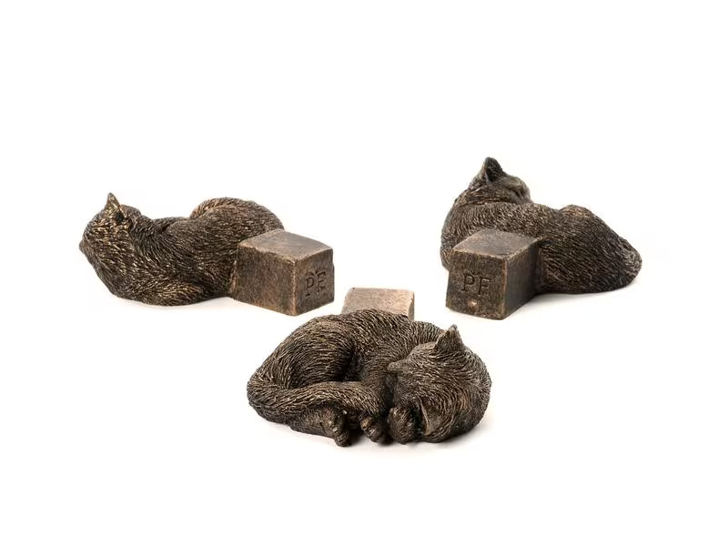 Jardinopia Pflanzentopffüsse Potty Feet Schlafende Katze, 3er Set