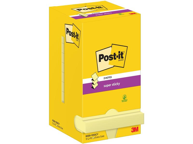 Post-it Notizzettel Super Sticky Z-Notes 76 x 76 mm, Gelb