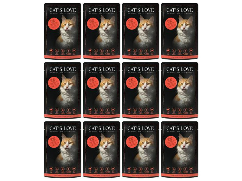 Cat's Love Nassfutter Adult Rind, 12 x 85 g