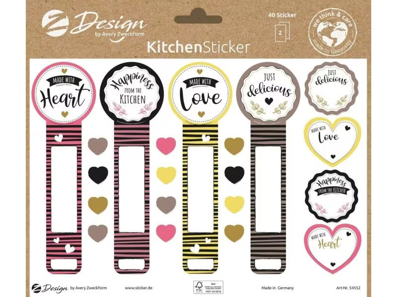 Z-Design Motivsticker A5 KÜCHE Siegelaufkleber, Bunt, 40 Aufkleber