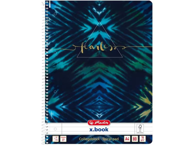 Herlitz Spiralblock New Baltik Fearless Liniert, 80 Blätter, A4